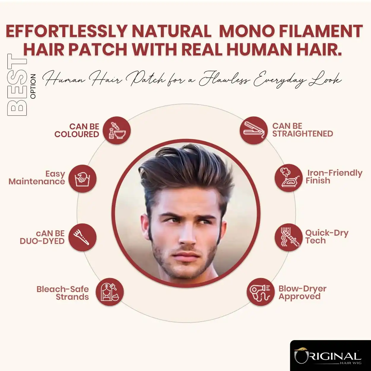 Golden USA Hair Patch Realistic Density Smooth Natural Hair Finish